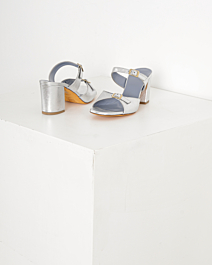 EXTRA SANDAL IN BLACK MIX SILVER CALFSKIN