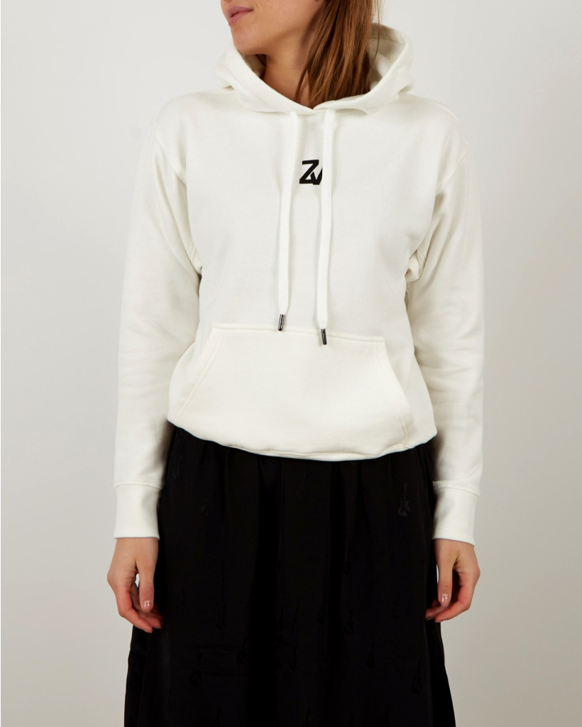Zadig & Voltaire Spencer Zip Tattoo Hoodie- Milk
