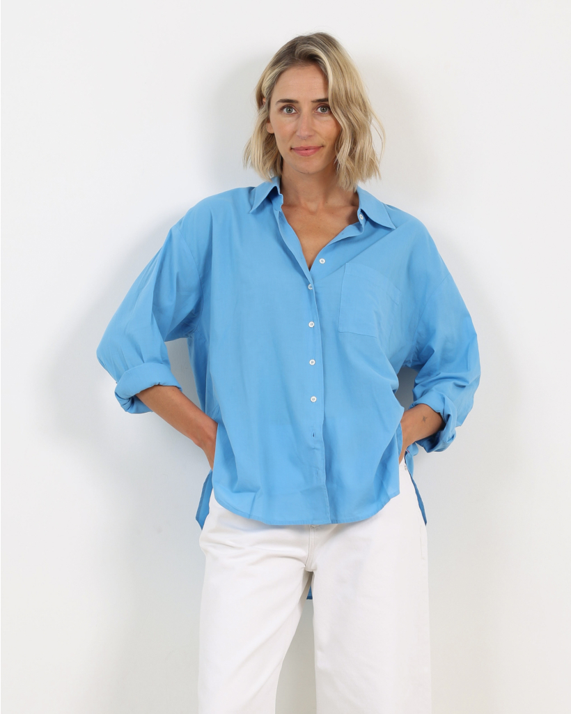 Sydney Katoenen Blouse Blue Surf