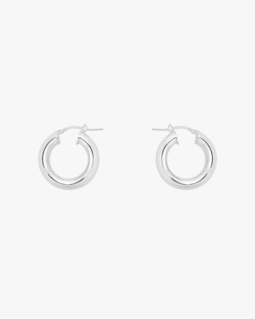 Thick Plain Hoop Earrings (S) Silver