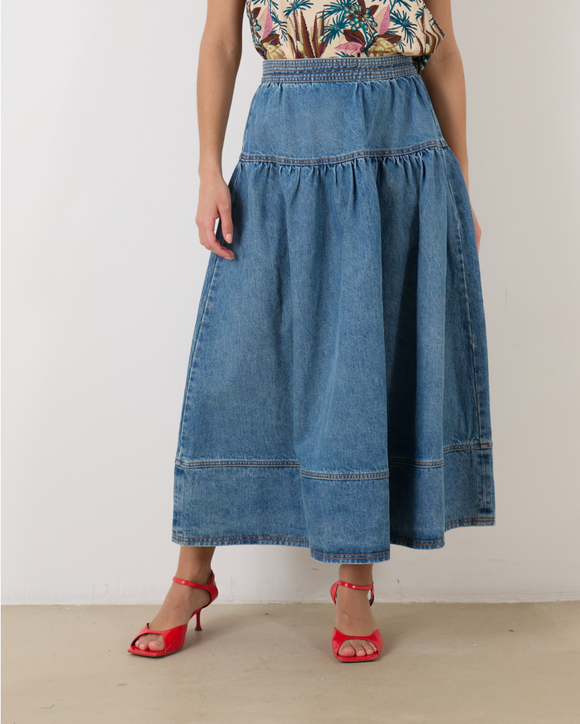 The Astrid Skirt Denim Adriatic Wash