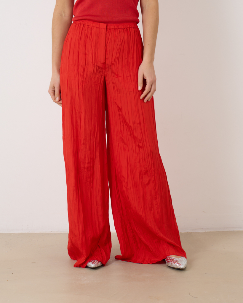 Silk Habotai Thoresby Trousers Crimson