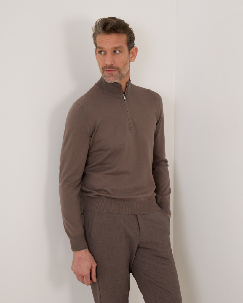 Pullover Vest Zip Taupe