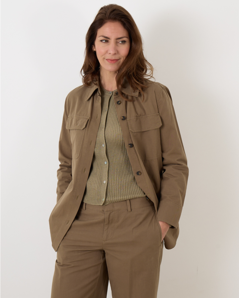 Washed Cotton Shirt Jacket Artichoke