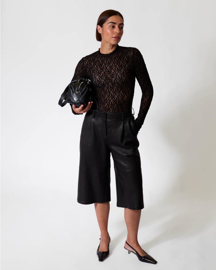 Brany Sheer Kanten Longsleeve Zwart