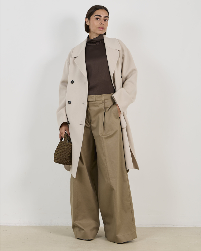 Smmmagnolia Double-Breasted Wollen Manteljas Beige