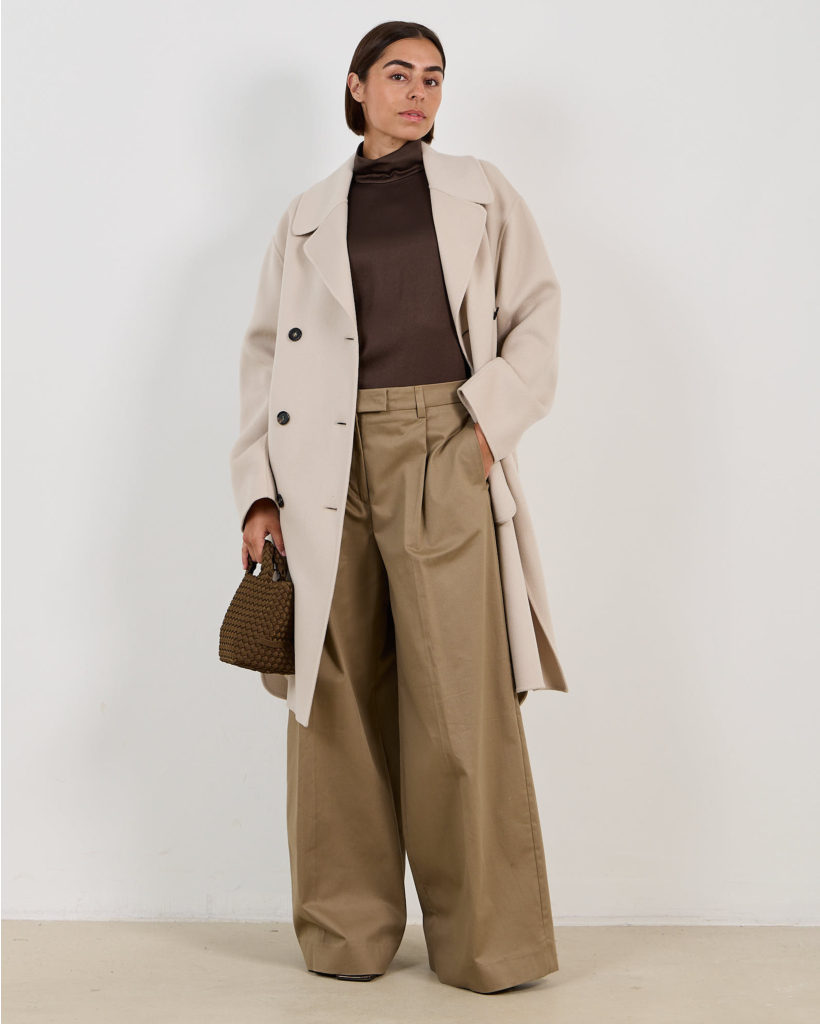Smmmagnolia Double-Breasted Wollen Manteljas Beige