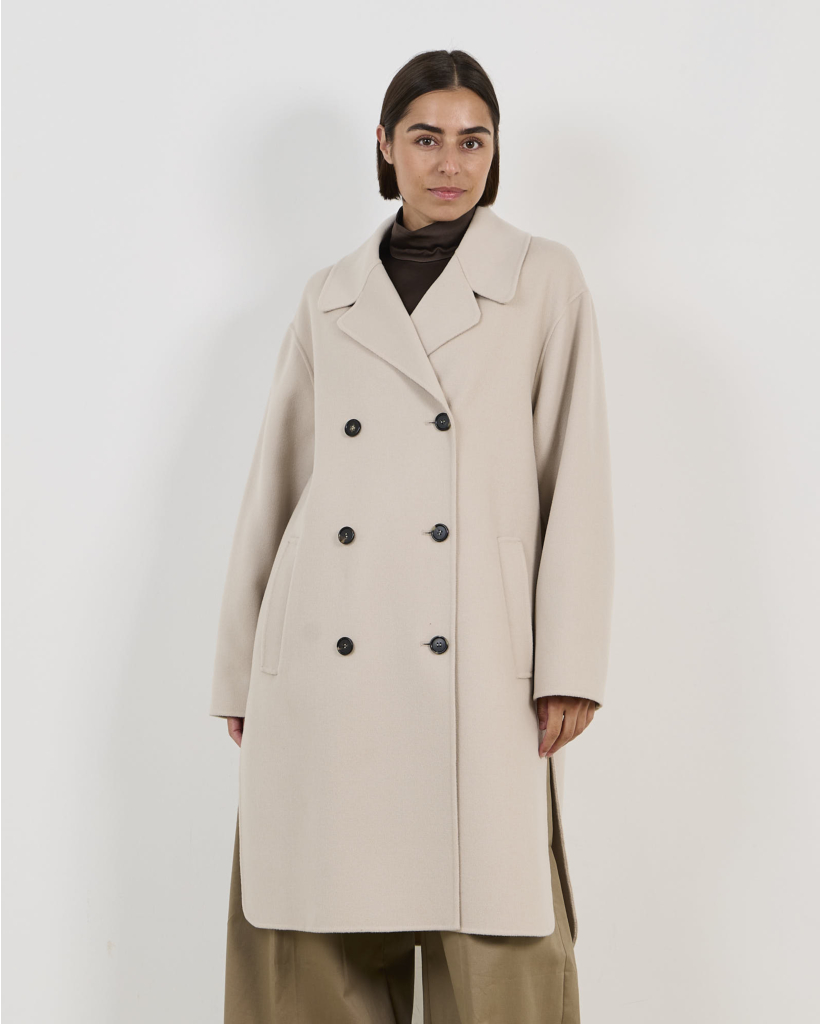 Smmmagnolia Double-Breasted Wollen Manteljas Beige