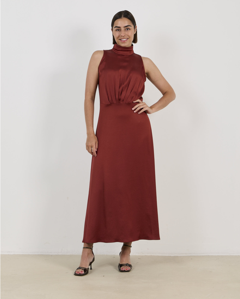 Amabel Maxi Satijnen Jurk Rood
