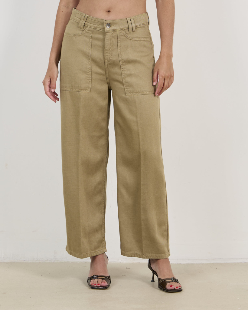 Derive Mid-Waist Jeans in Katoen-linnen mix Khaki