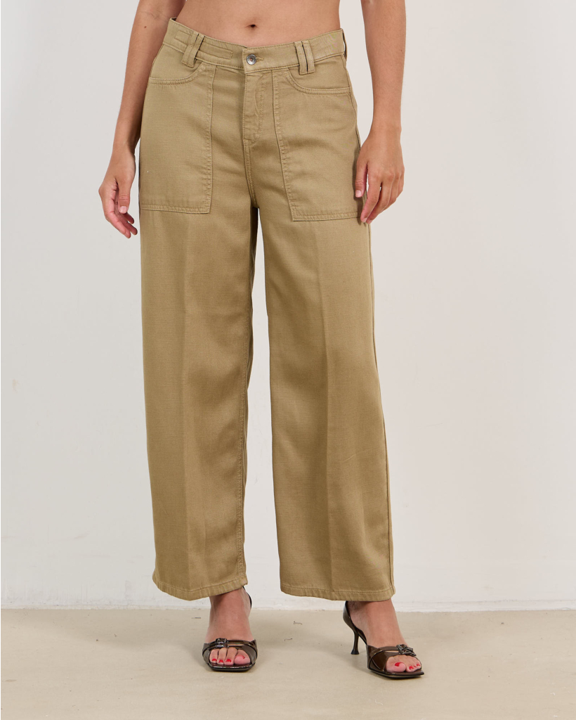 Derive Mid-Waist Jeans in Katoen-linnen mix Khaki