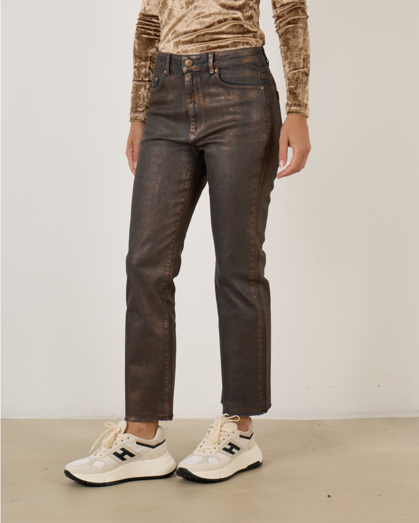 Luisa Cerano Women's Authentic Barrel Leg Denim Jeans In Golden Camel 638857 3797 Col 7452