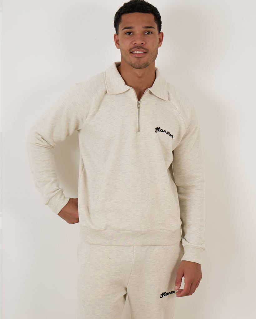 Raglan Half Zip Sweater Cool Grey