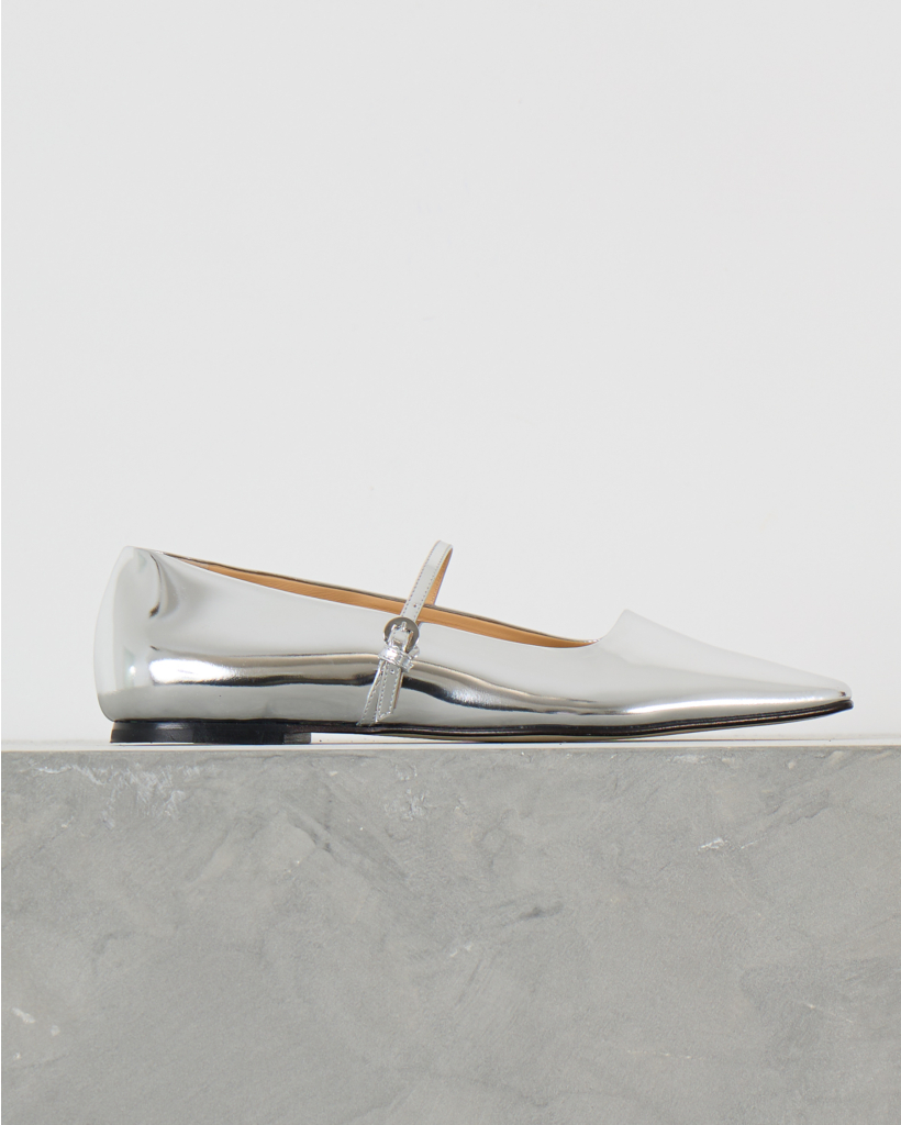Mary Jane Flats Silver