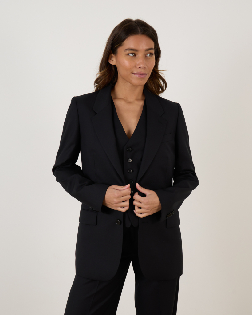 Klassieke Tailored Blazer met Schoudervulling Zwart