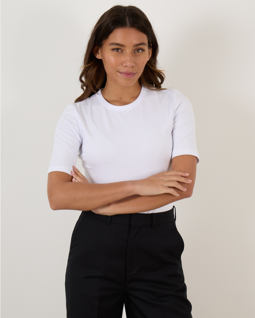 Stretchy Aangesloten T-shirt Wit