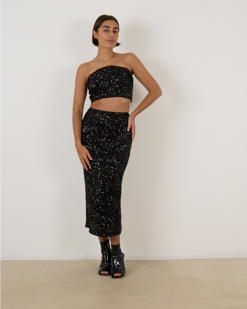 Sequins Crop Top Black