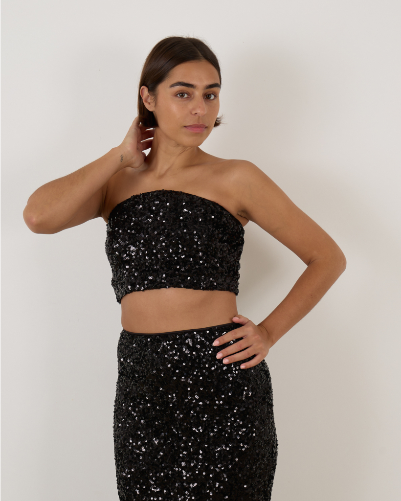 Sequins Crop Top Black