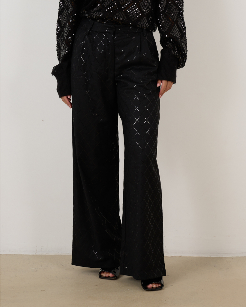 Wide Leg Sequins Pants Black
