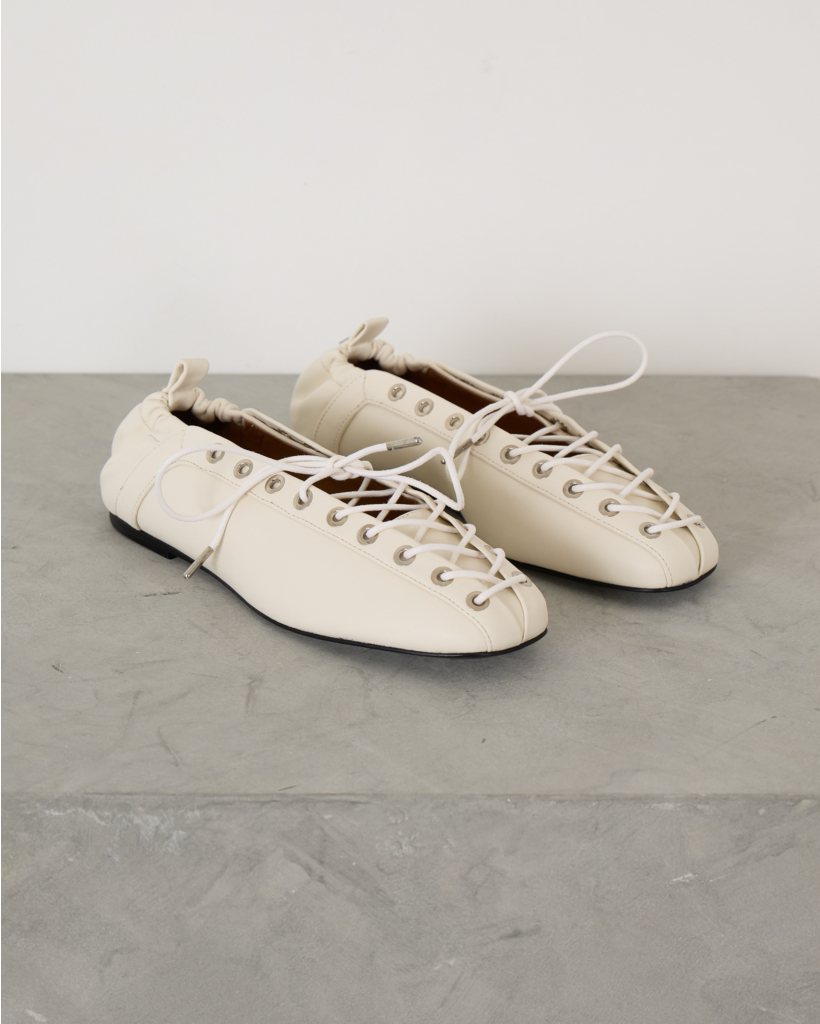 Oleatex Lace-Up Ballerinas Egret