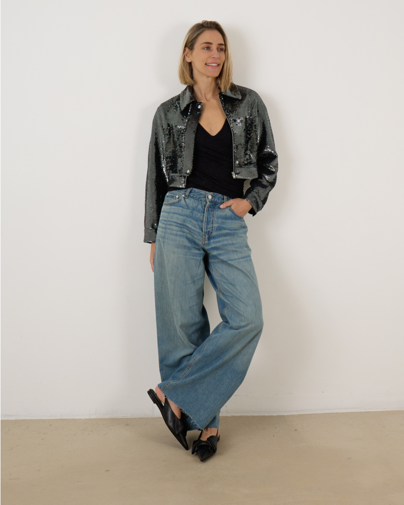 Fizou Draped Lurex Top Black