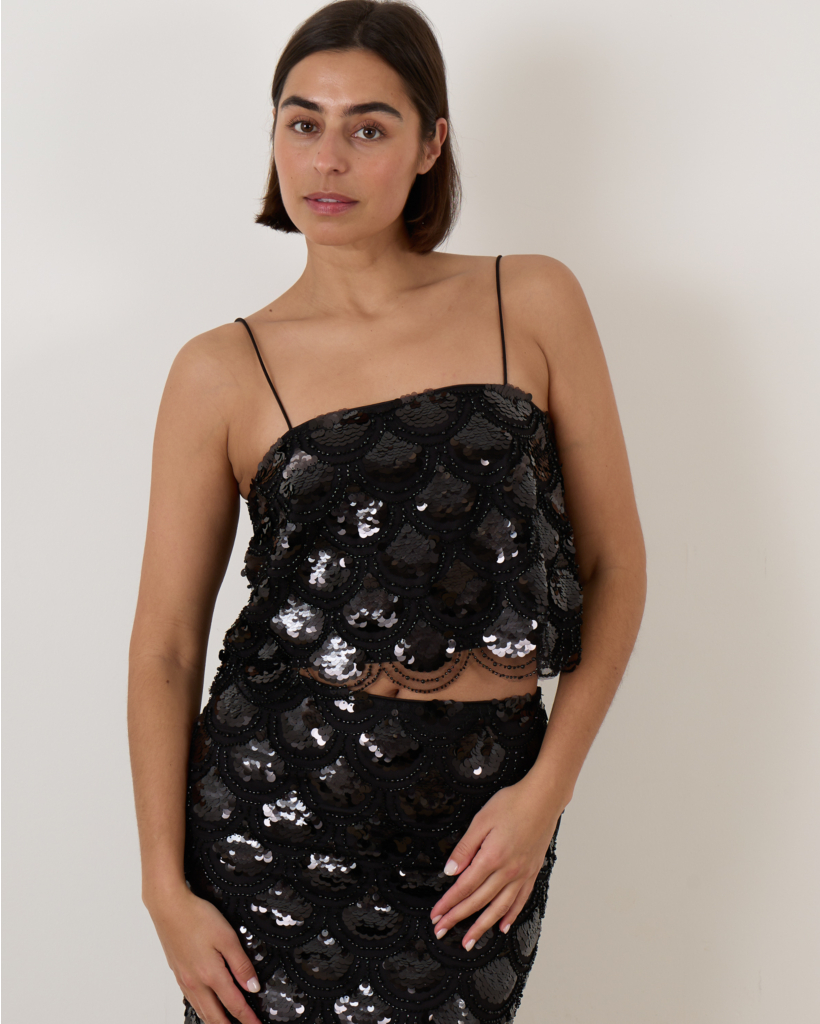 Sequins Crop Top Black