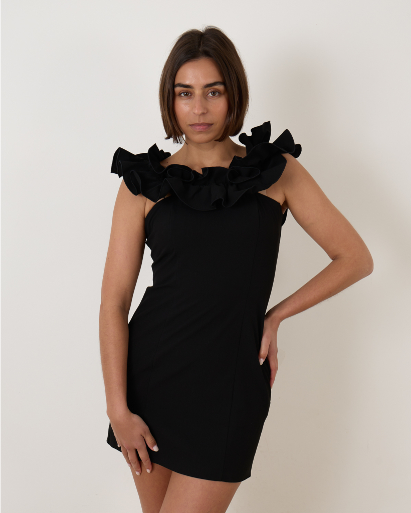 Mini Ruffle Dress Black