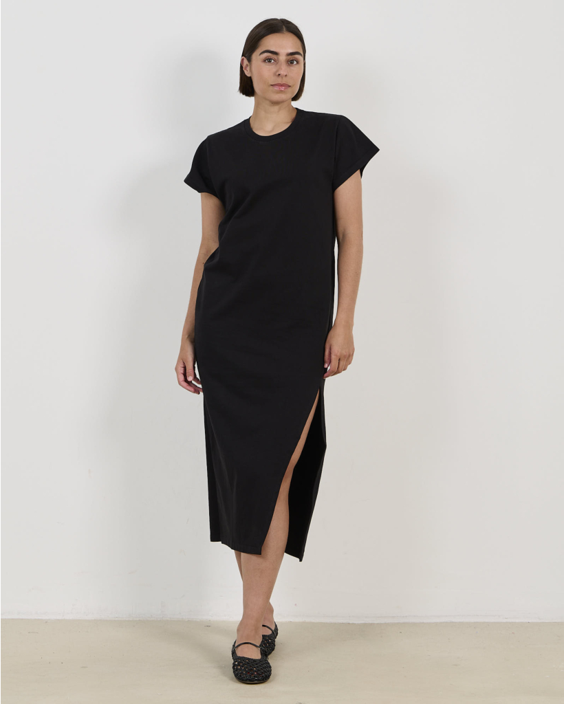 Litonya T-shirt Jurk met Split Zwart
