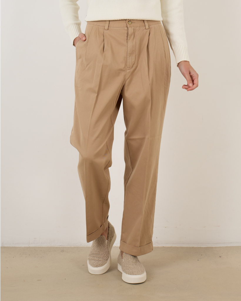 Pleated Pantalon Tan