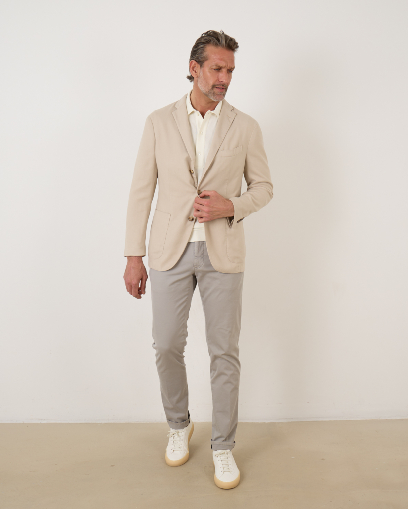 Cotton Linnen Casual Colbert Beige