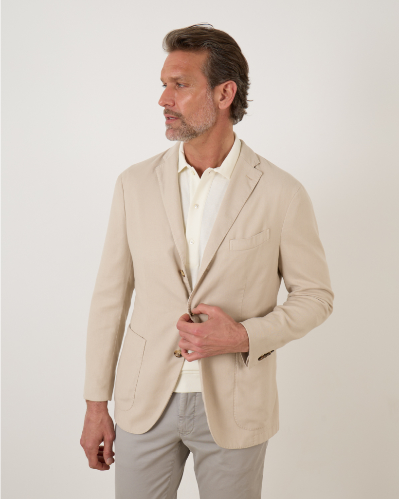 Cotton Linnen Casual Colbert Beige