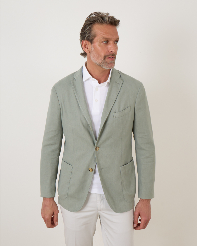 Cotton Linnen Casual Colbert Salvia