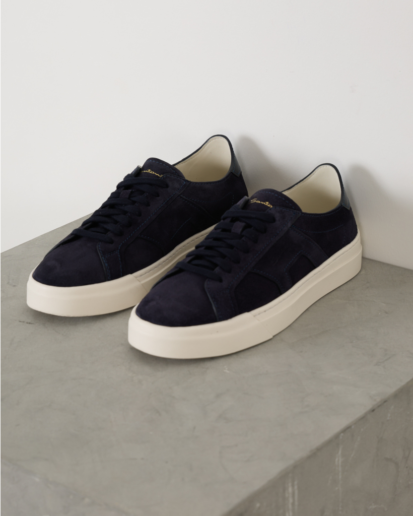 Double Buckle Suede Sneaker Navy