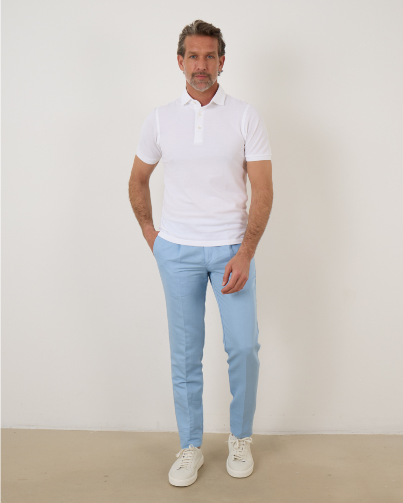 Cotton Linnen Pantalon Bleu