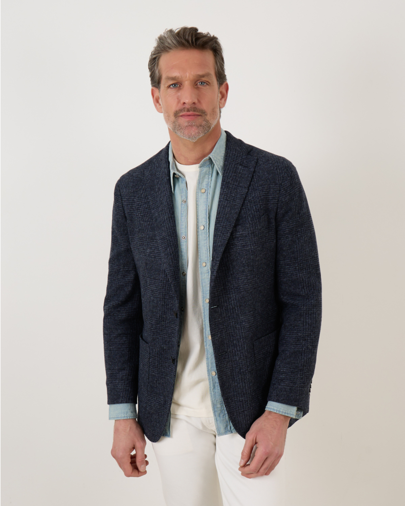 Wollen Single Breasted Colbert Marine Check