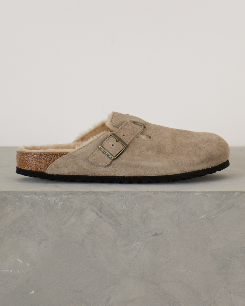 Boston Shearling Suede Instappers Taupe