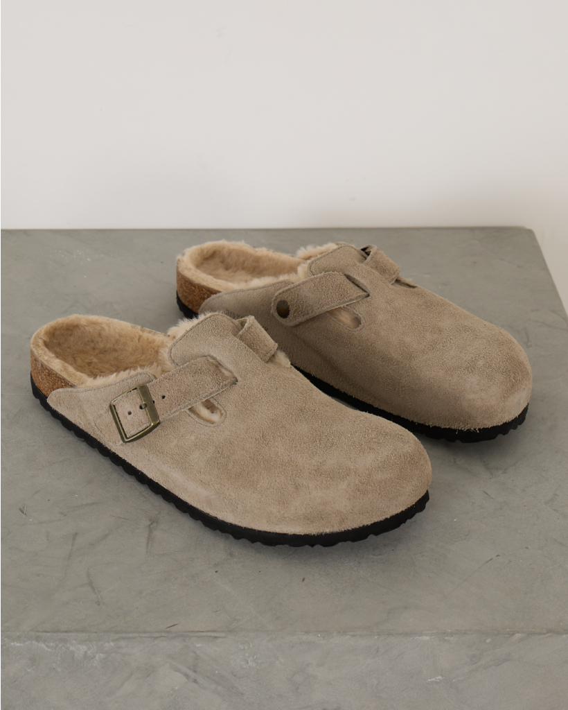 Boston Shearling Suede Instappers Taupe