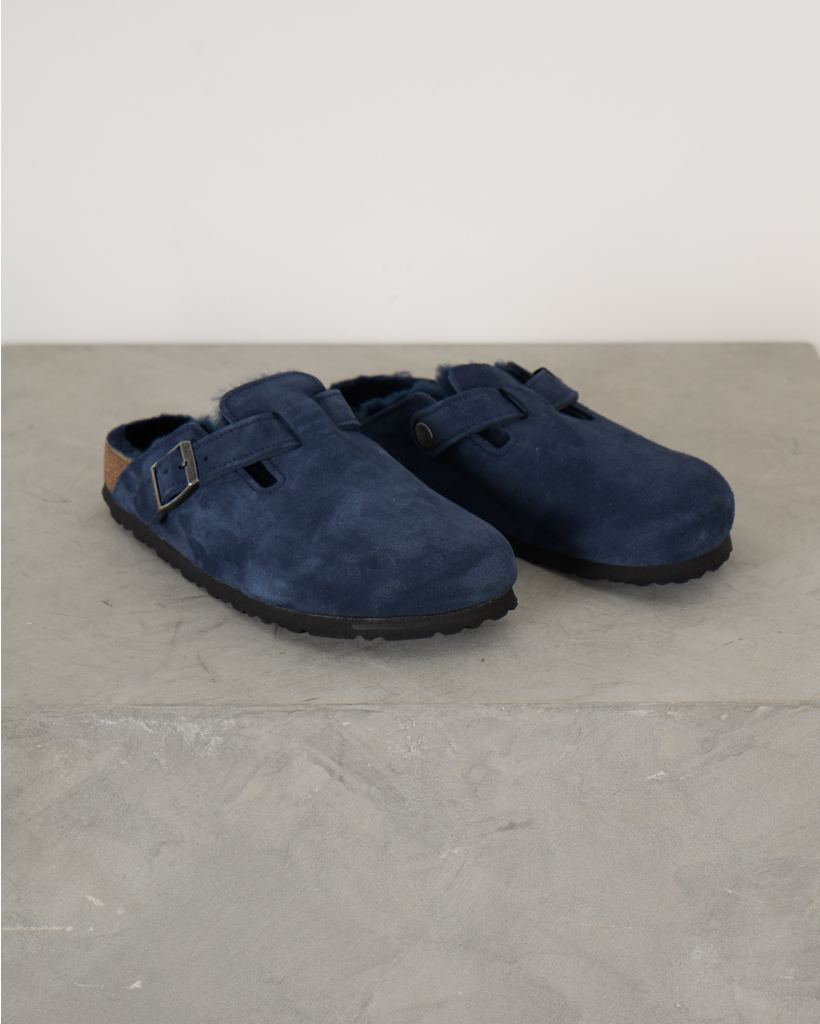 Boston Shearling Suede Instappers Navy