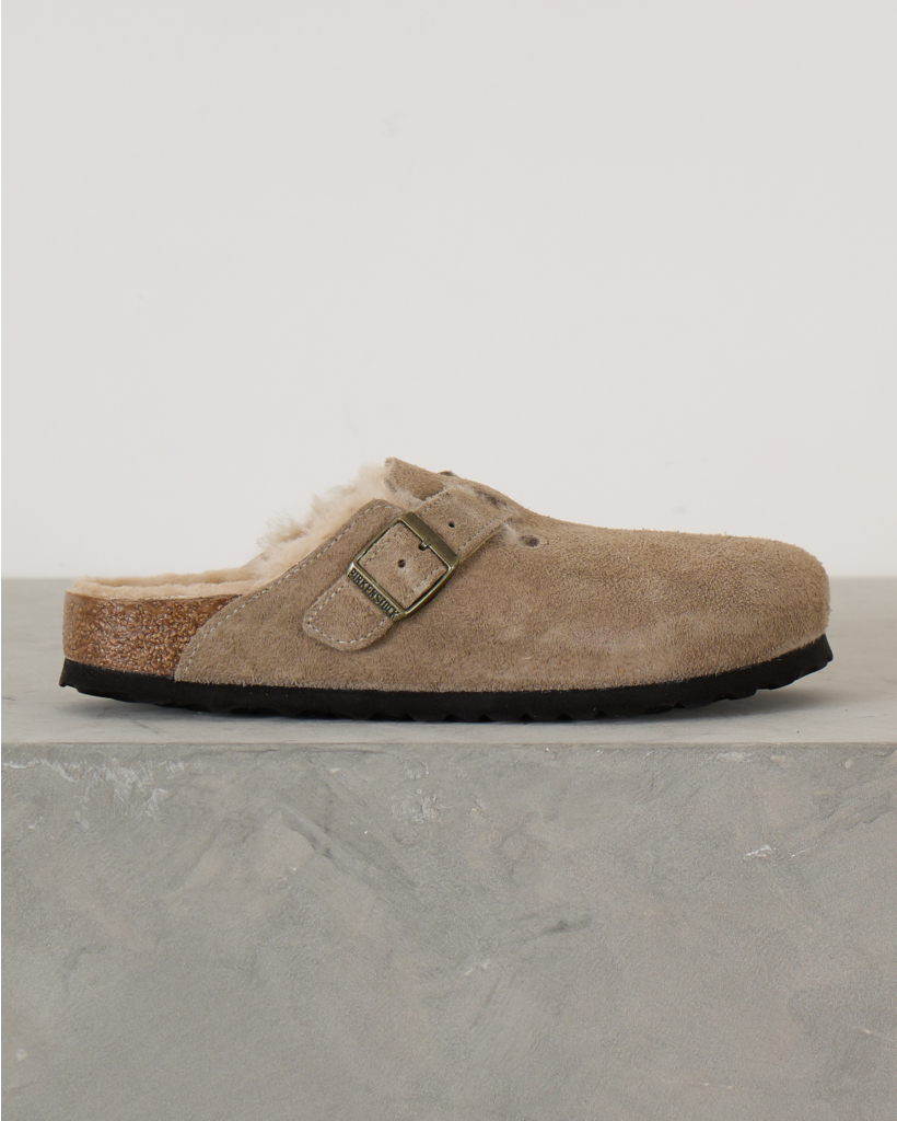 Boston Shearling Suede Instappers Taupe