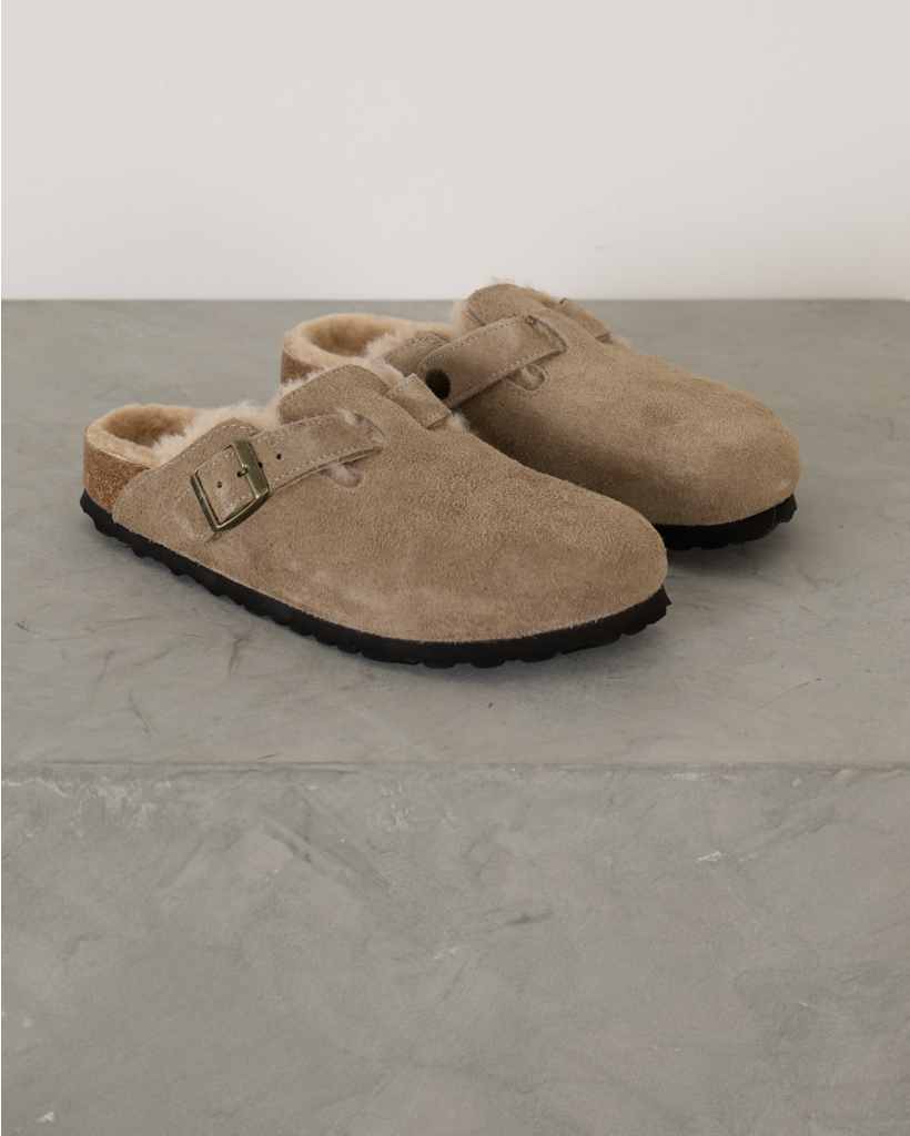 Boston Shearling Suede Instappers Taupe