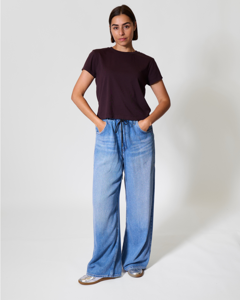 Adine Shrunken Katoenen T-shirt Eggplant