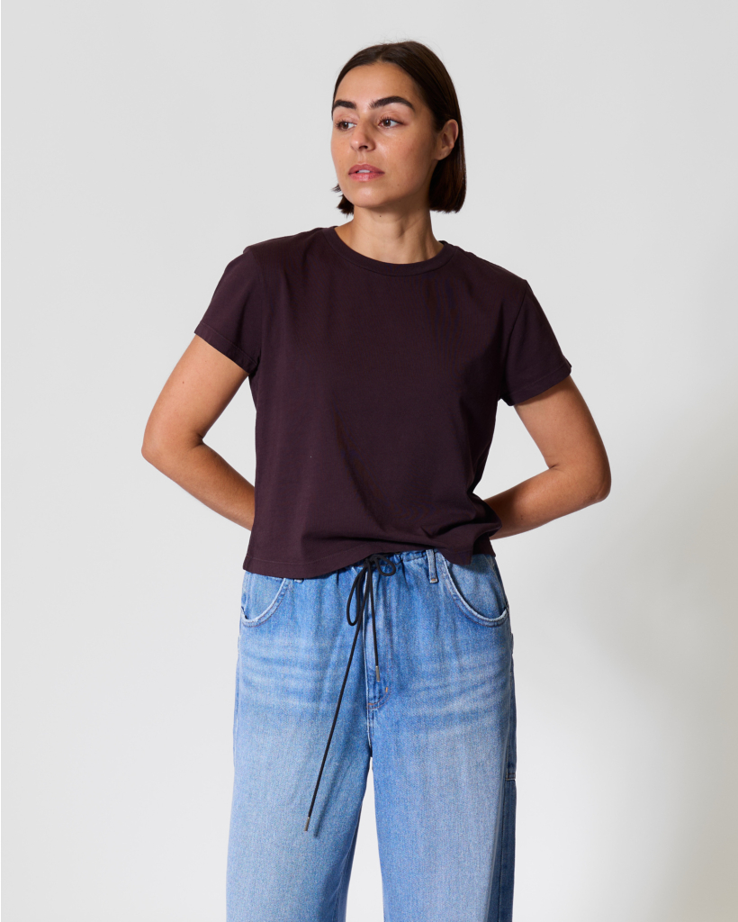 Adine Shrunken Katoenen T-shirt Eggplant
