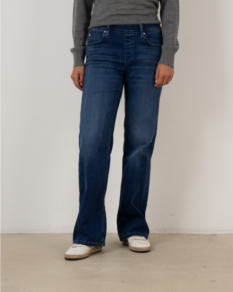 Tess wide leg jeans met donkerblauwe wassing