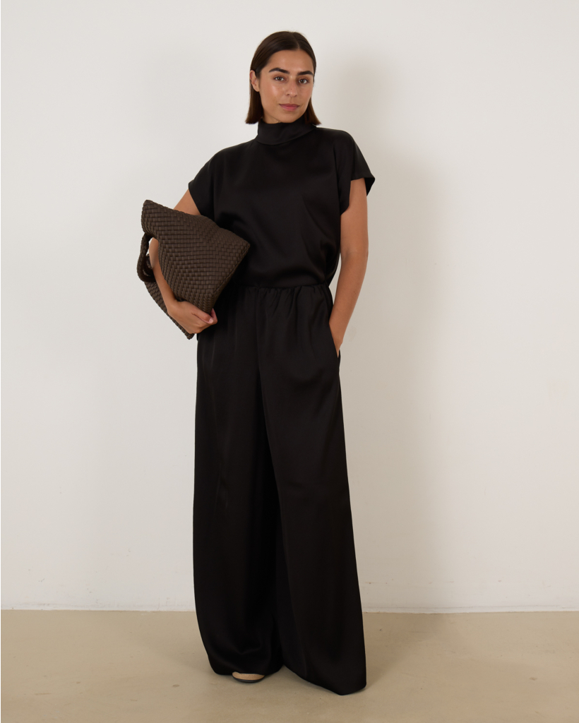 Tweezer Wijde Pantalon Satijn Donker Bruin L34