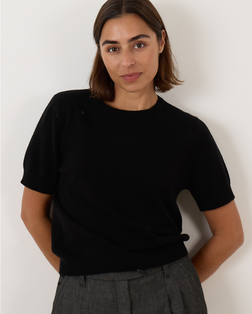 pullover korte mouw ronde hals  dames black