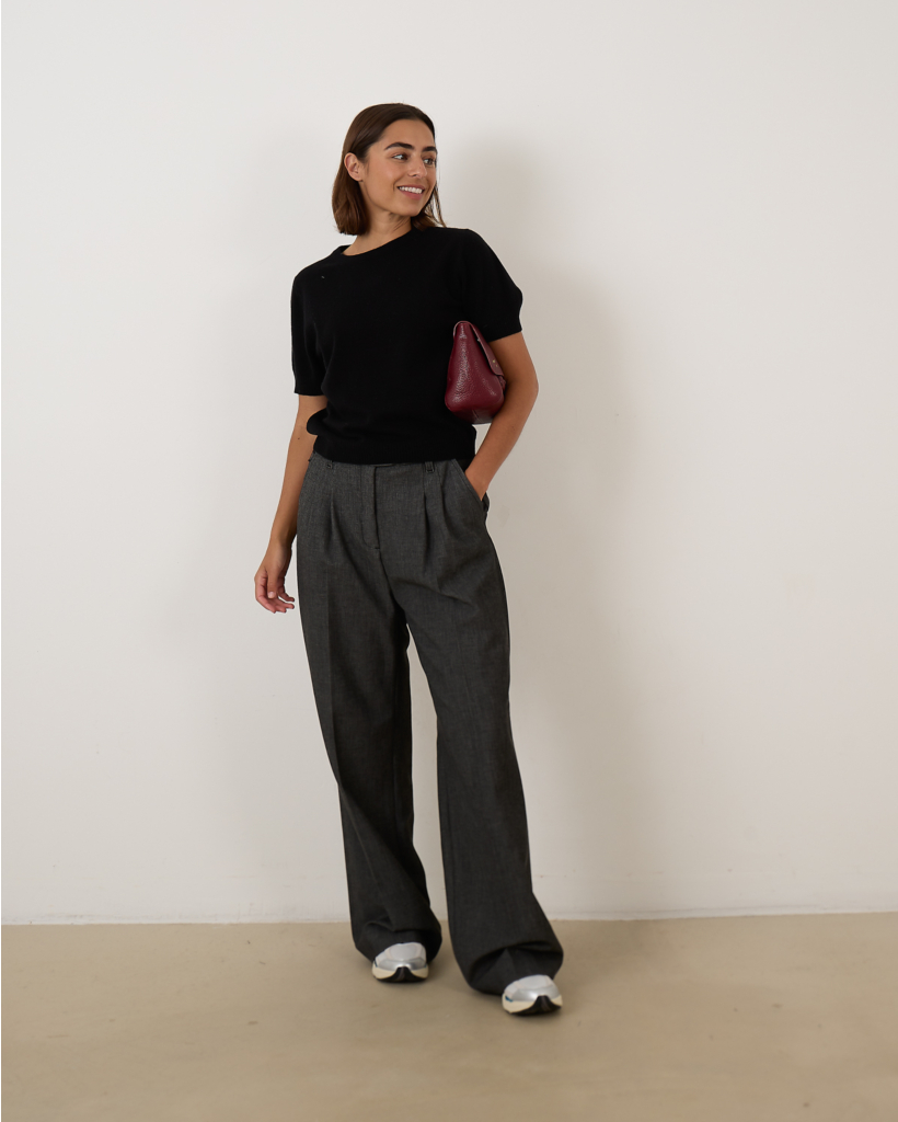 pullover korte mouw ronde hals  dames black