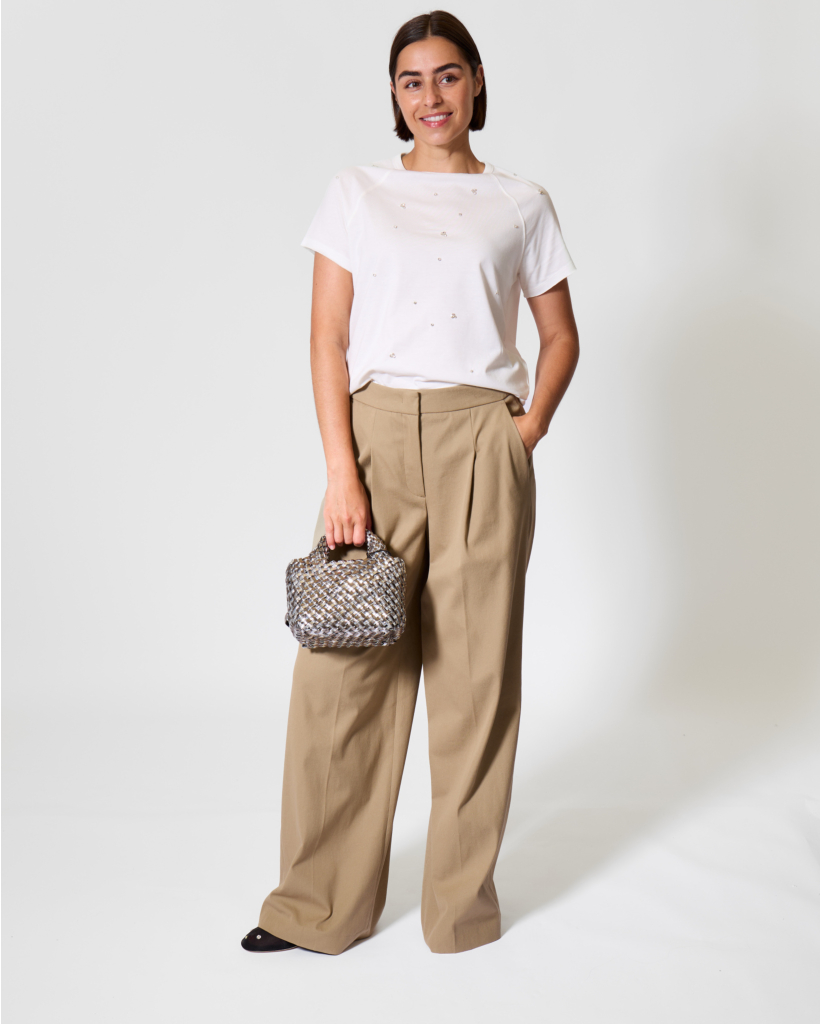 T-shirt met Glittersteentjes Off White
