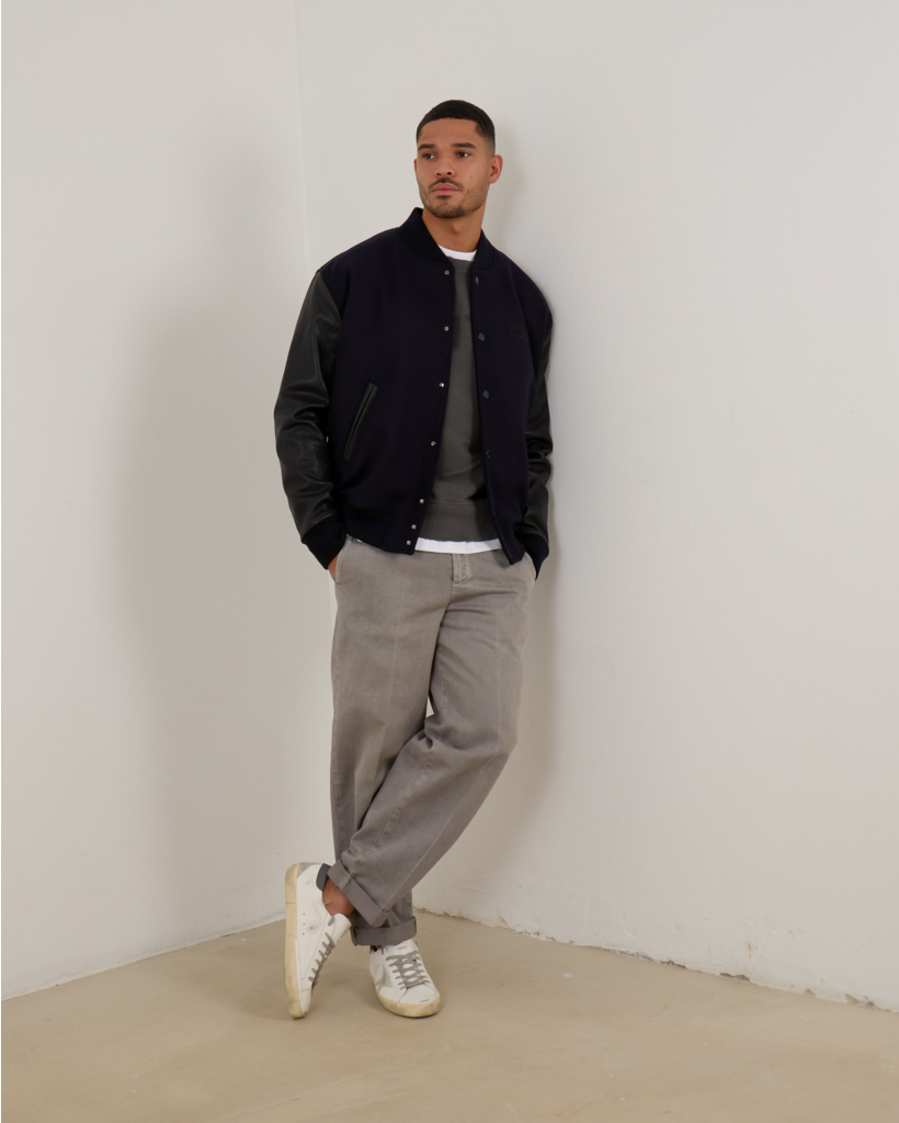 Wool Leather Bomber Jacket 