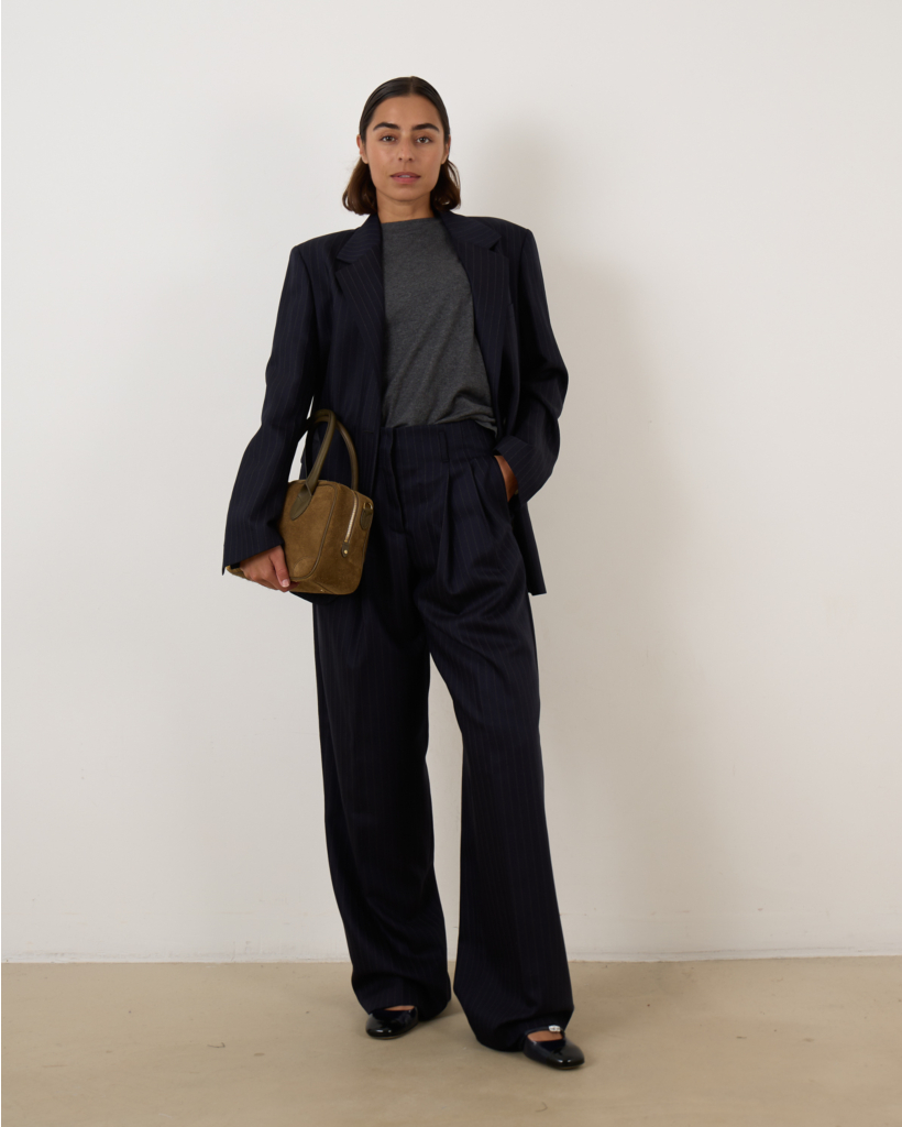 Tailored Trousers Pinstripe Dark Navy