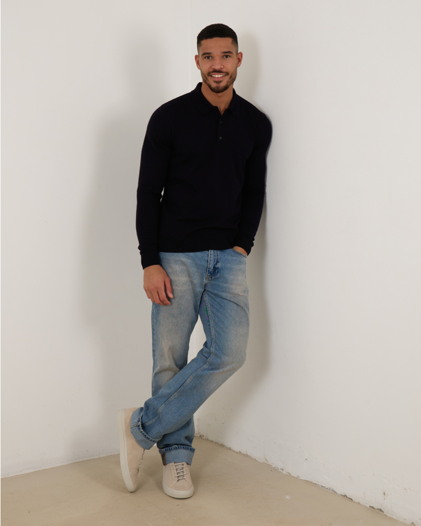 Ian Polo Knit Pullover Navy